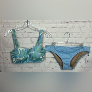 Shade and Shore Blue and Green Patterned Bikini Set
